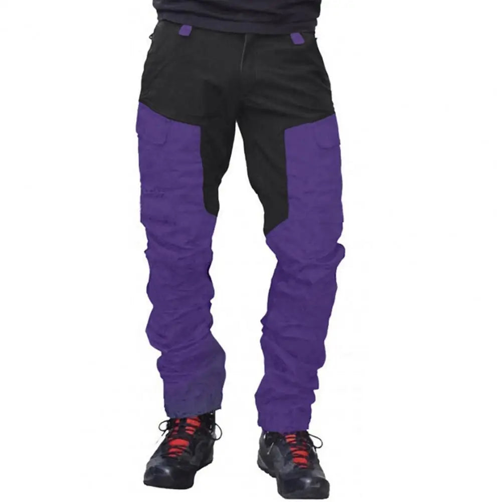 Casual Men Fashion Color Block Multi Pockets Sports Long Cargo Pants Breathable Work Trousers Men Work Trousers Men Clothing