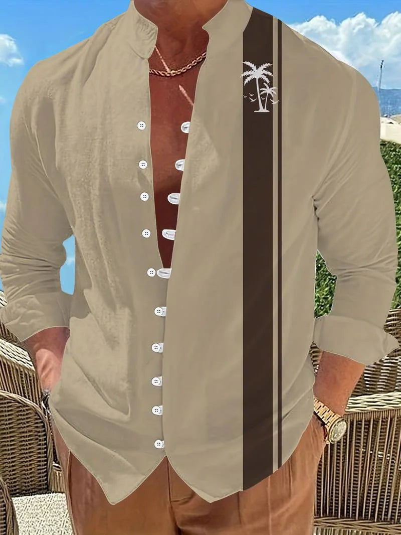 New Spring Autumn Casual Shirt Loose Men's Flower Long Sleeve Shirt Button Shirt Vintage Top