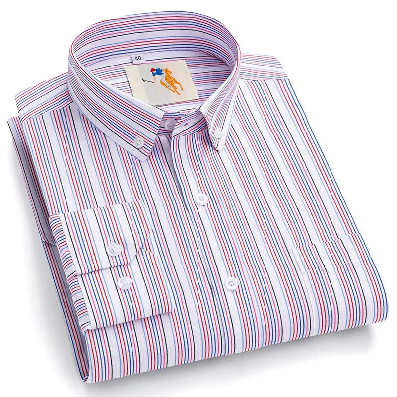 New in Shirt over 9XL 100%Cotton Long-Sleeve Shirts for Men Slim Fit Casual Plain Shirt Soft Striped Thin Korean Popular Clothes