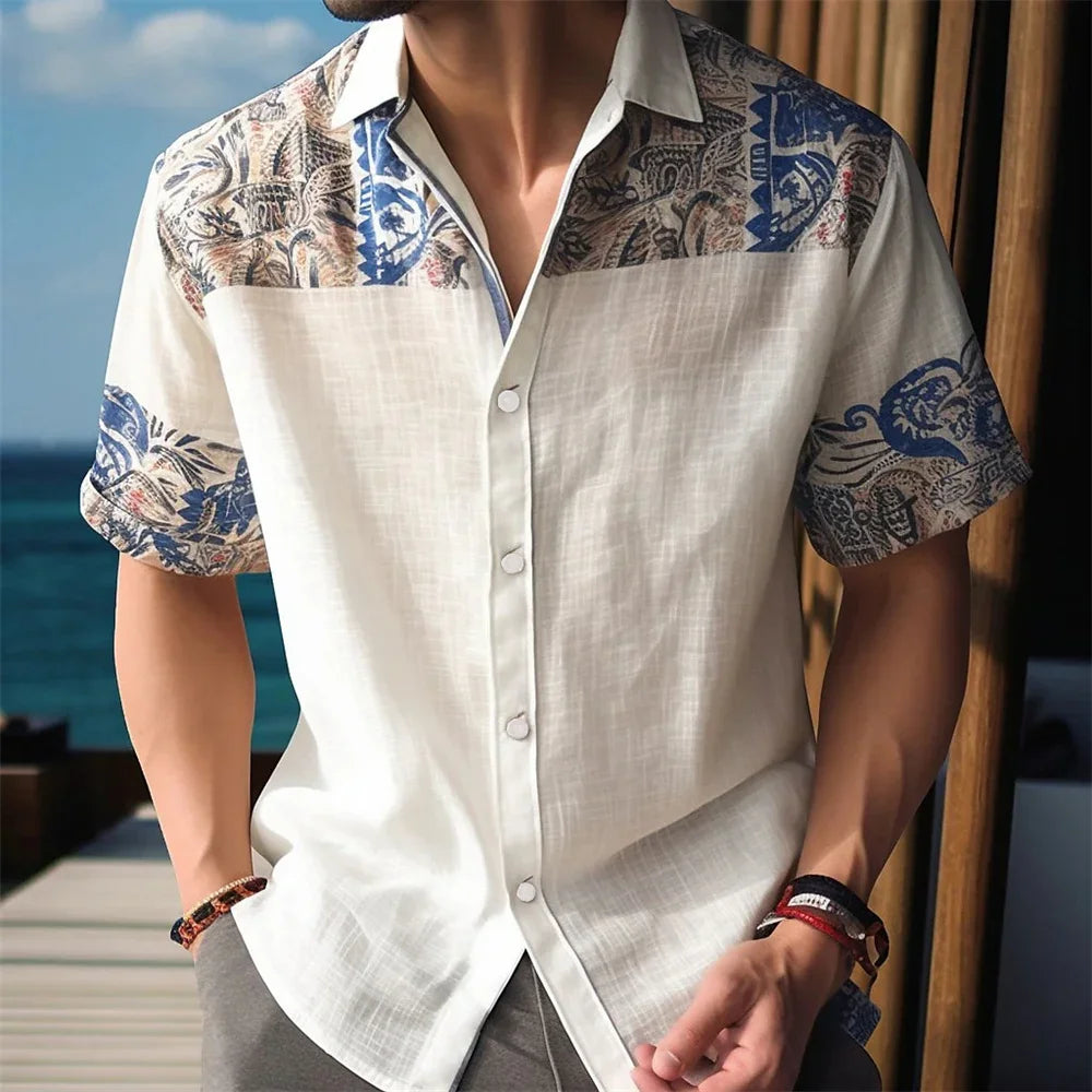 2024 Summer Hawaiian Men's Casual Printed Shirts Street Fashion Short Sleeves Flip Collar Button Comfortable Fabric Clothing