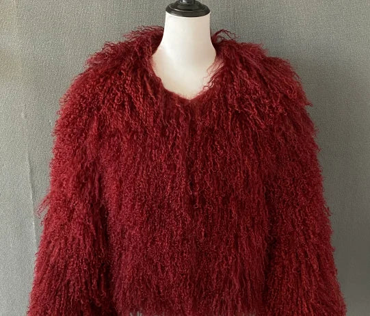 2025 Autumn Fashion Warm Short Real Mongolia Sheep Fur Jacket Women Plus Size Curly Lamb Fur Jacket Female