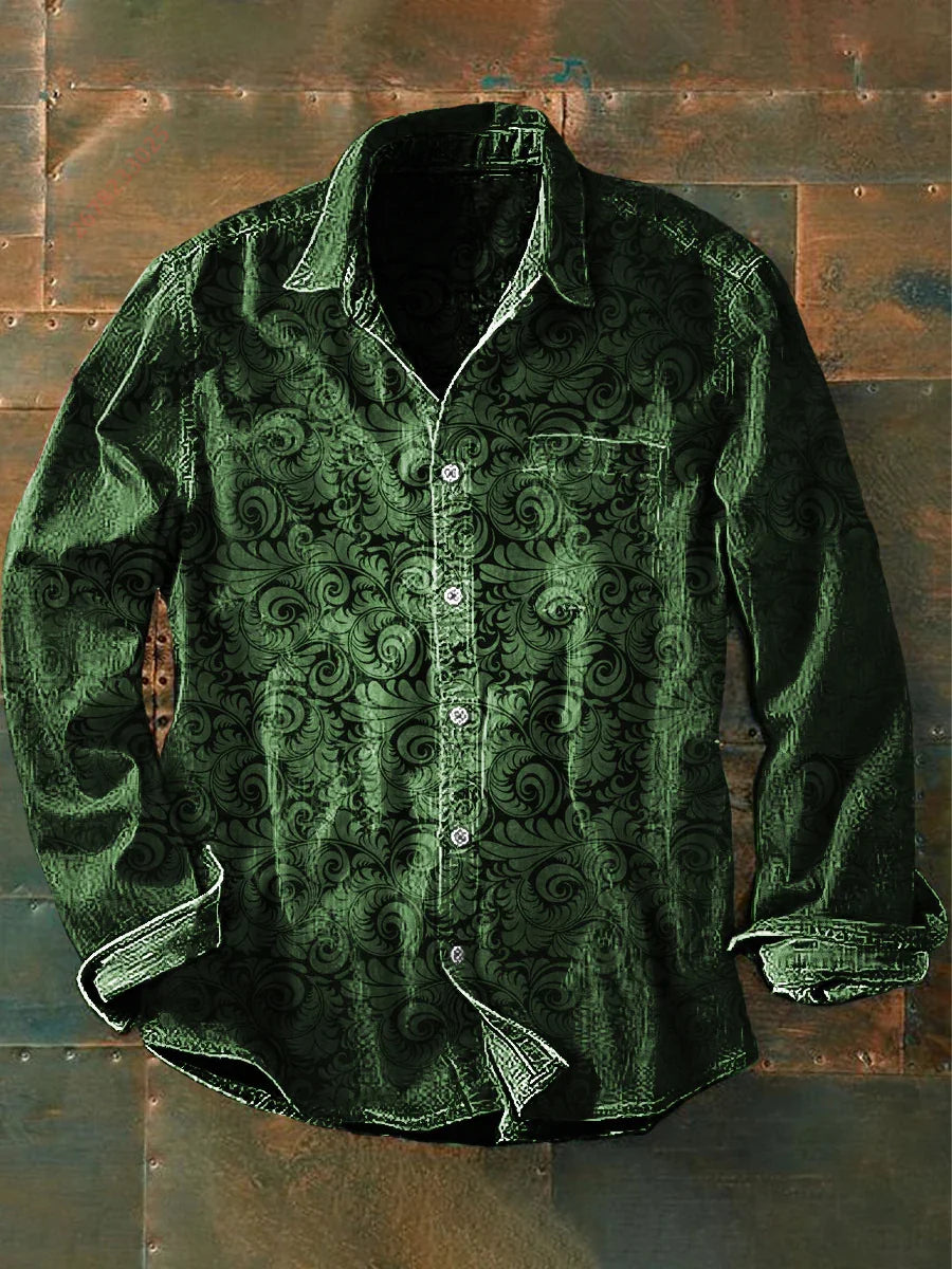 2026 New Retro Graffiti Sunflower Print Long-Sleeve Shirt, European and American Style Casual Fashion Top, Sizes XS-6XL