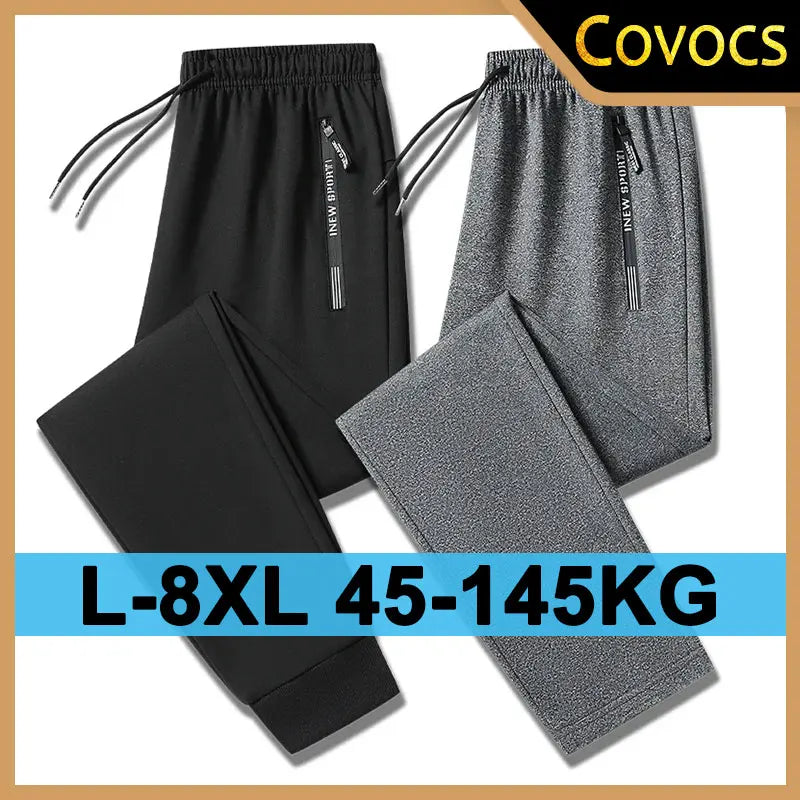 Men's Plus Size M-8XL Casual Loose Sports Pants Straight Leg Harlan Long Trousers Spring Autumn Long Pants Male Clothing 145KG