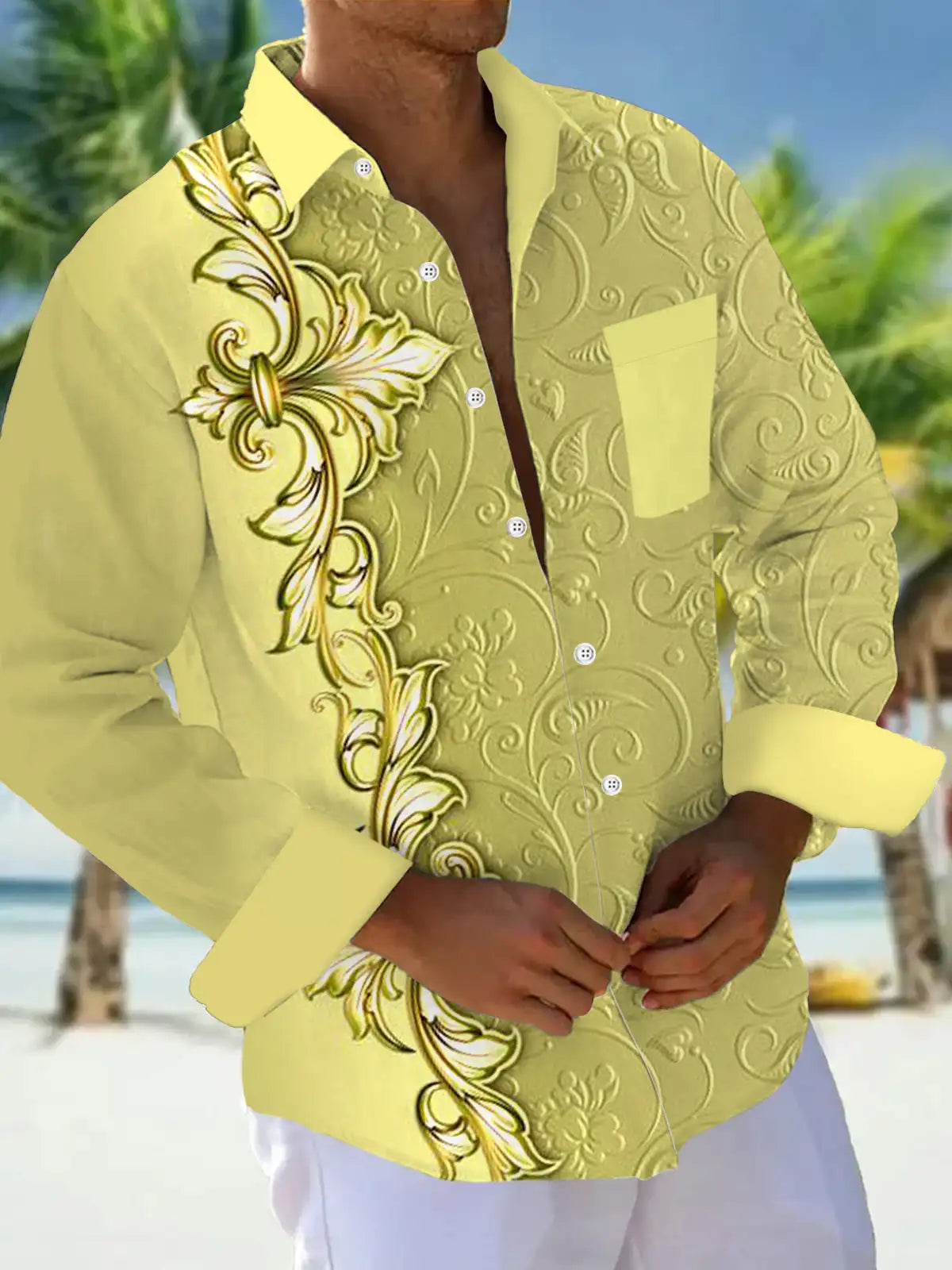 Men's shirts, button down shirts, casual shirts, spring and summer, printed long sleeves, daily, fashionable, comfortable