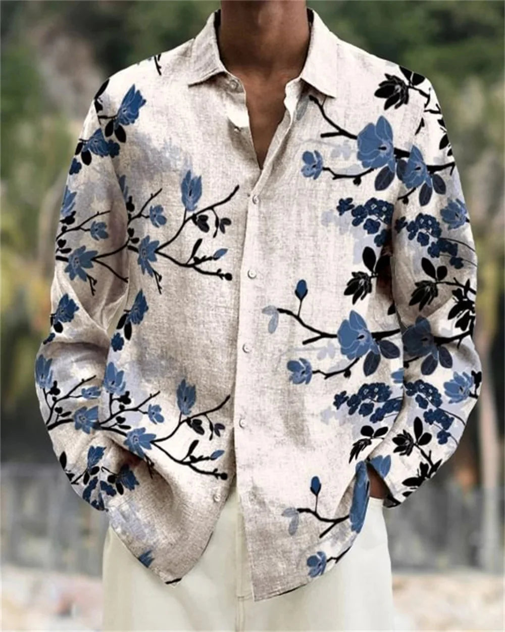 Men's long sleeve shirt High quality 3D printed shirt, floral pattern, spring and autumn, casual and stylish, comfortable fabric
