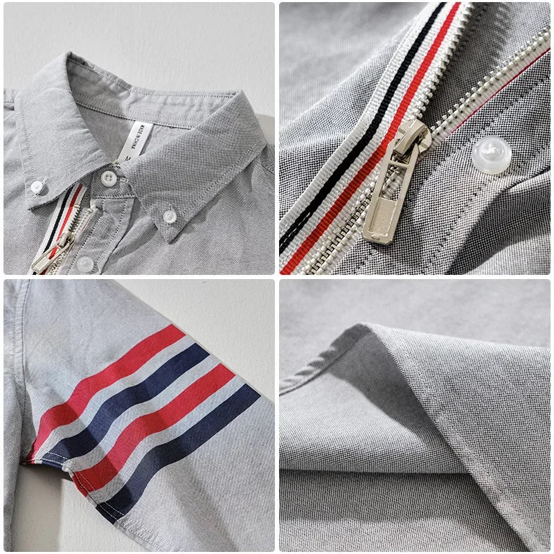 Fashionable Retro Striped Men's Long Sleeve Shirt Casual Handsome Outerwear Korean Style Spring Autumn Wear from Mainland China