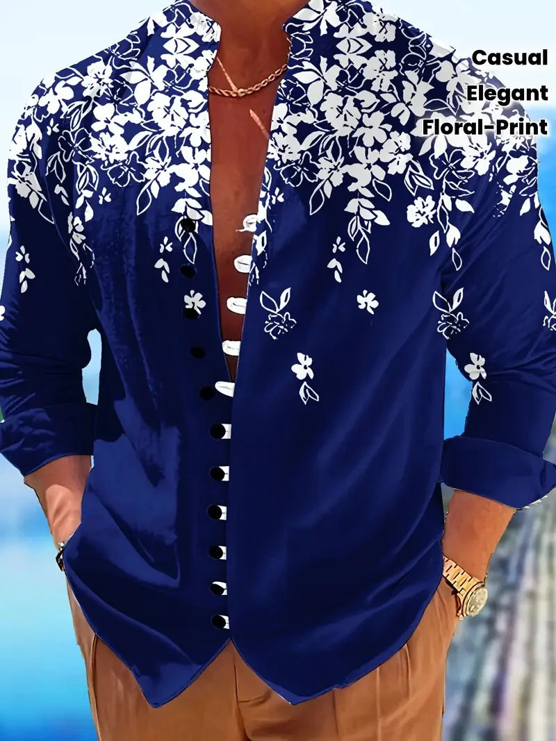 Men's Long Sleeve Lapel Shirt Outdoor Casual Top 3D Geometric Printed Pattern Loose Men's Clothing Top