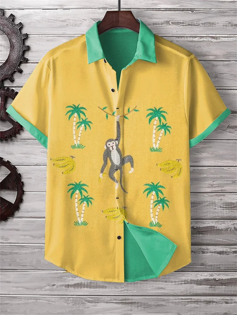 3D printed temperament men's shirt Hawaiian style summer fashion street trend retro boutique top