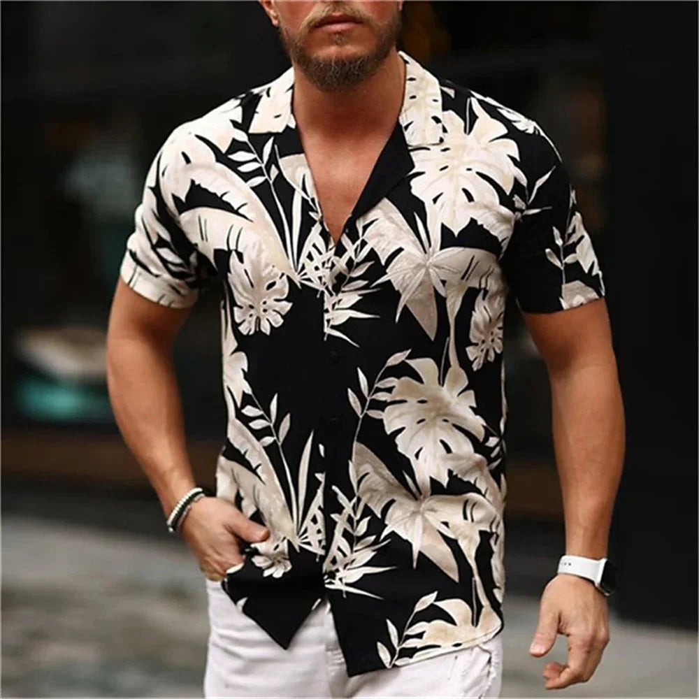 2024 Summer Hawaiian Men's Casual Printed Shirts Street Fashion Short Sleeves Flip Collar Button Comfortable Fabric Clothing