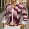New 202513-Color Men's Long-Sleeved Blue Striped Shirt, Hawaiian Style Social Top, Fashionable Casual Men's Shirt, XS-6XL