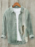 Men's Linen Casual Long Sleeve Shirt 3D Mesh Print Short Sleeve Casual Shirt, Vintage Style Tribal Print