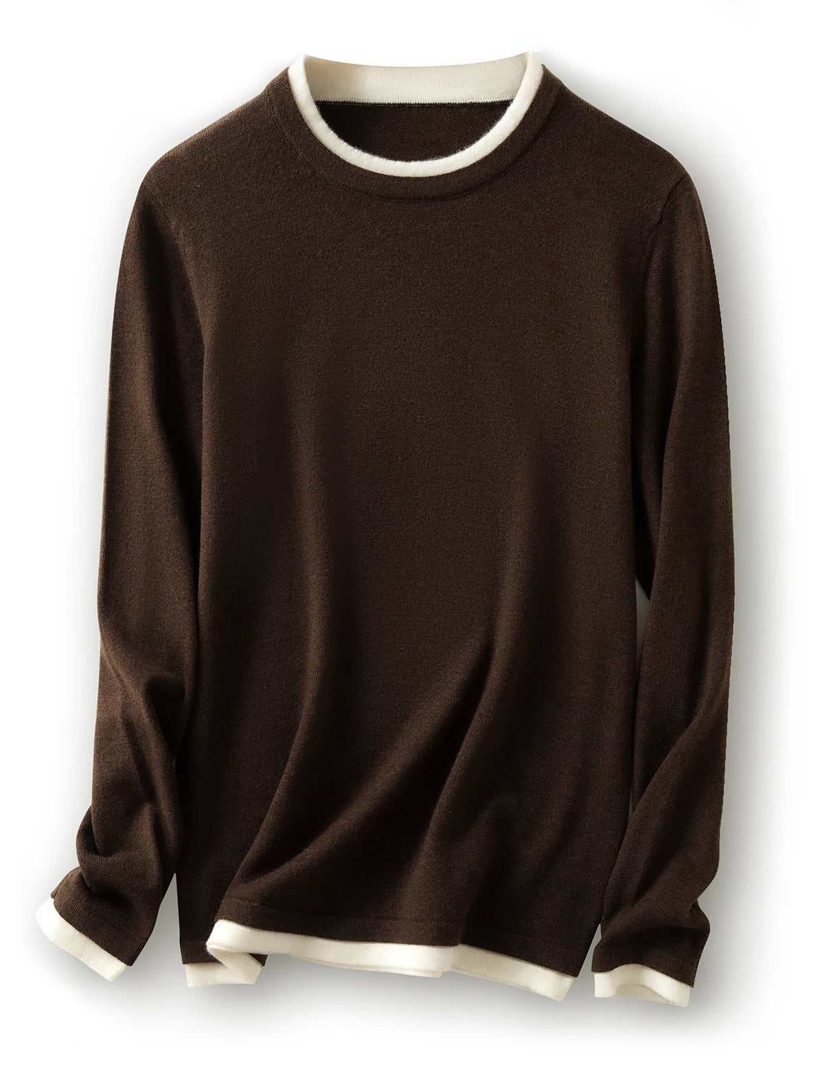 Top Women O Neck Thin T-Shirt Knit New Pullover Summer Spring Fashion Basic Long Sleeve Wool Fake Two Pieces Soft Woman Clothing