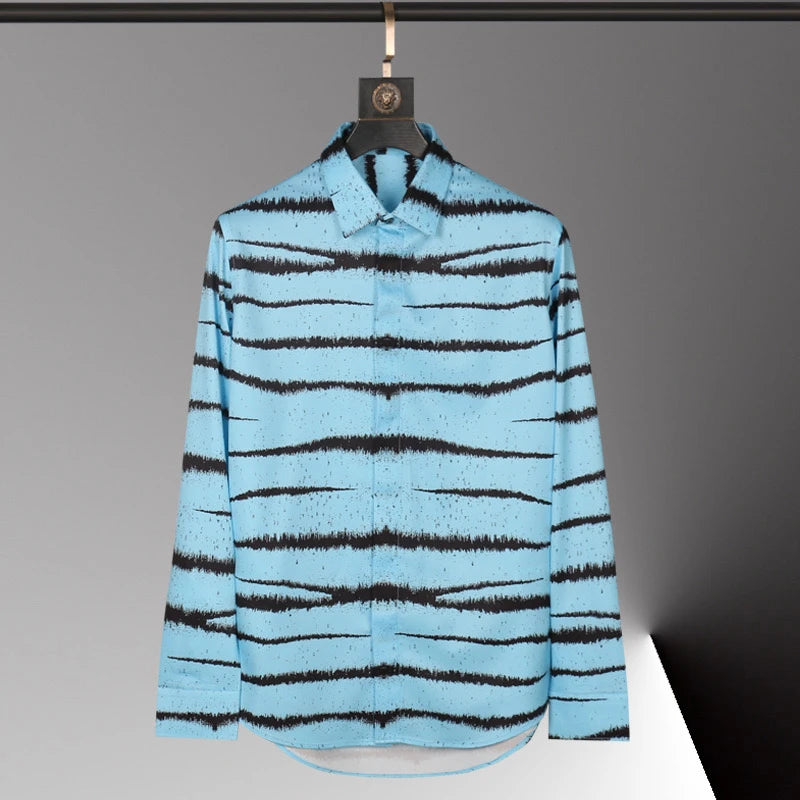 2025 new men's shirt 3D printed men's shirt casual long-sleeved lapel fashion design loose top large size xs-6xl soft fabric