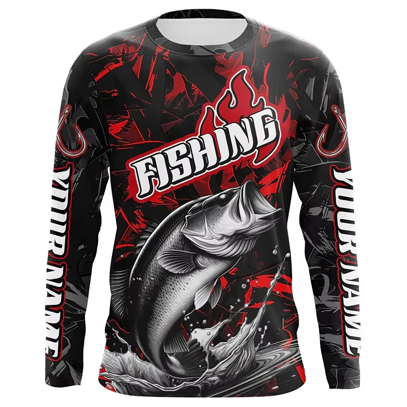 Fishing Shirts Men's T-Shirts Long Sleeve Mens Clothes Autumn Streetwear Crew Neck Pullovers Mens T Shirt Casual Men Clothing