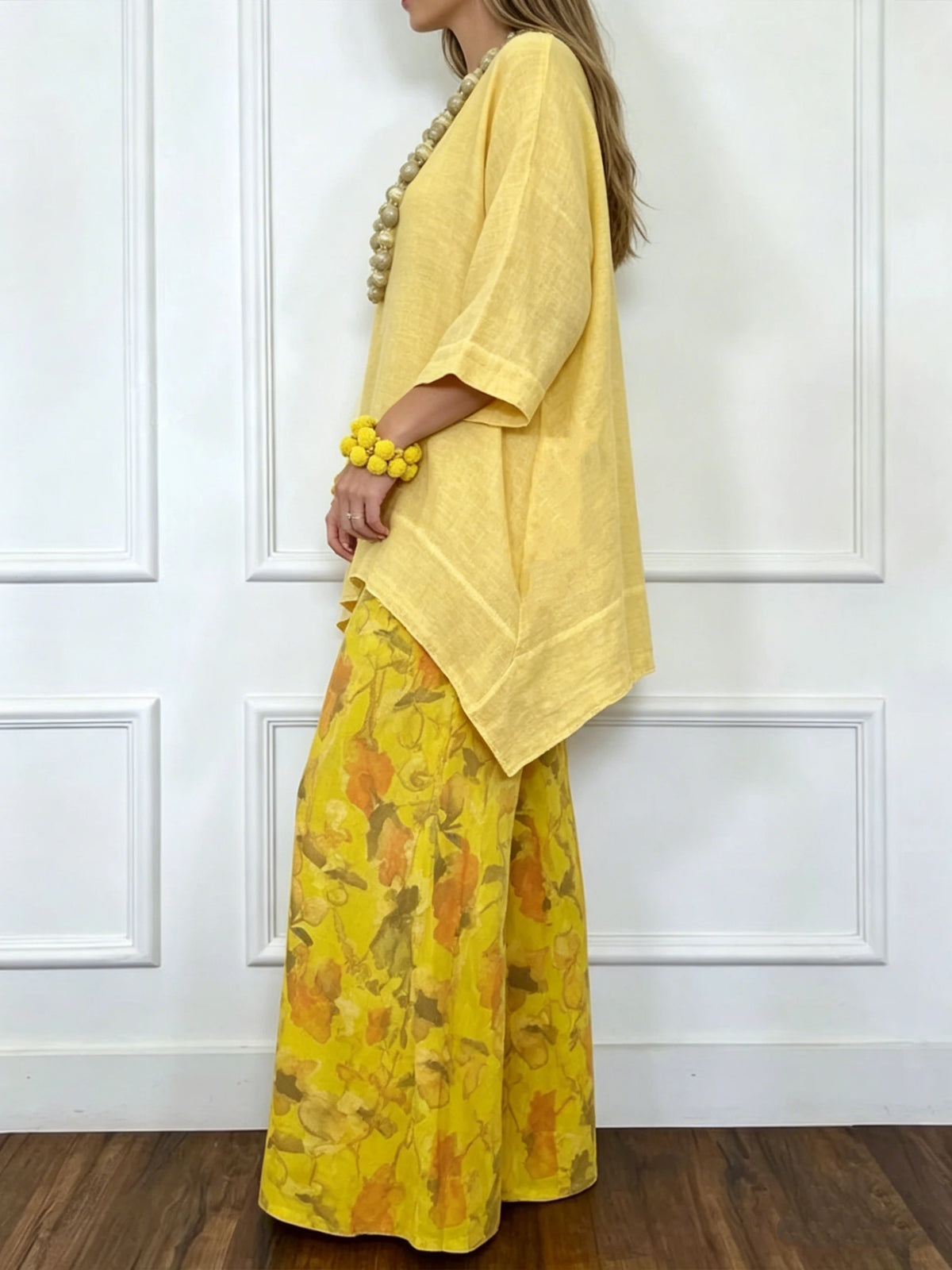 Fashion Cotton Linen Irregular Hem Top Wide-leg Pants 2-piece Set Women Summer Casual Retro Elegant Female Simple Trousers Suit