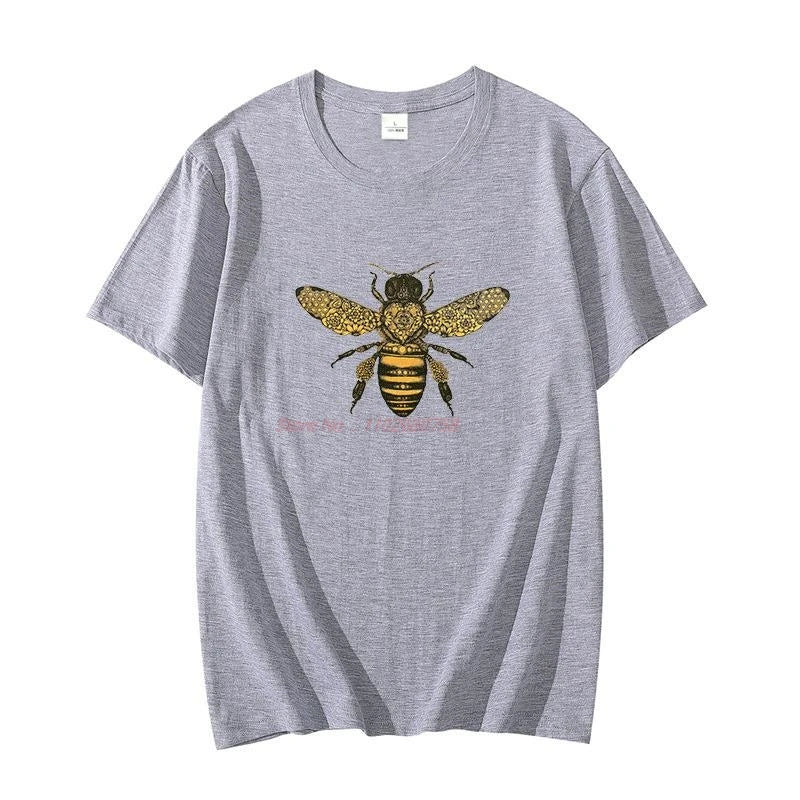 Bee Drawing Moth Insect Tattoo Cool graphic t shirts oversize t-shirts short sleeve t-shirts O-neck T-shirt Summer Men clothing