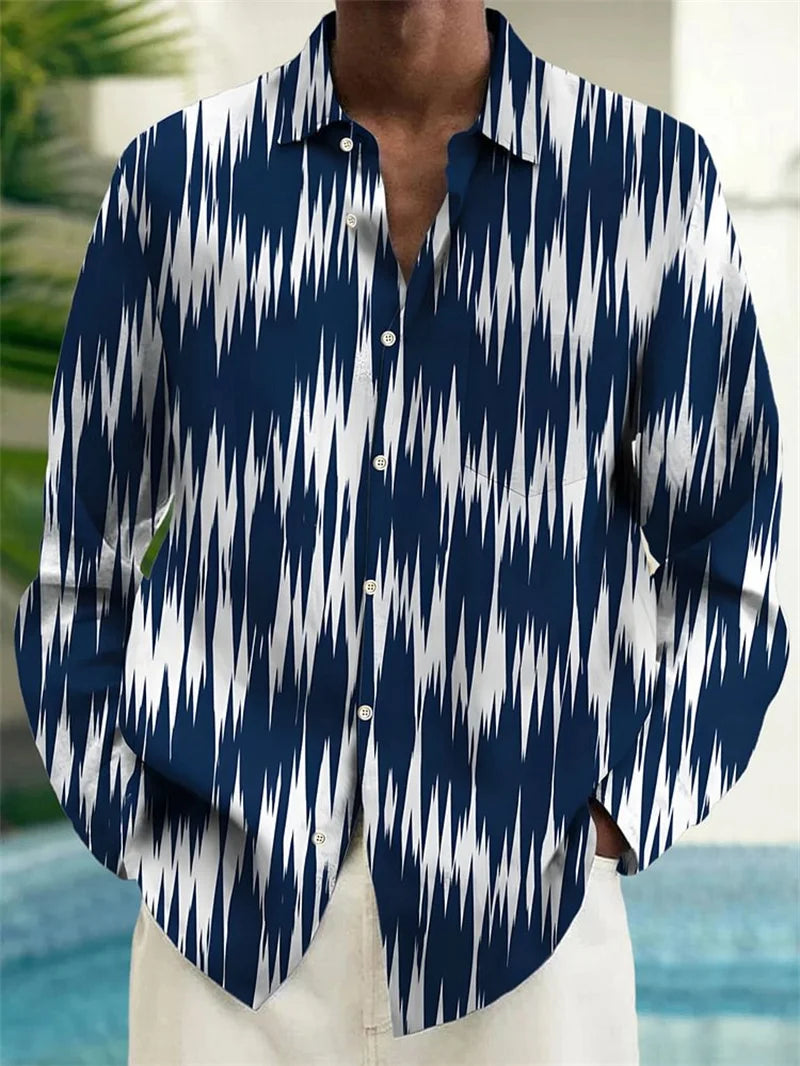 2025 Men's Hawaiian Shirt Party Harajuku Shirt Fashion Printed Long Sleeve Beach Top Men's Clothing