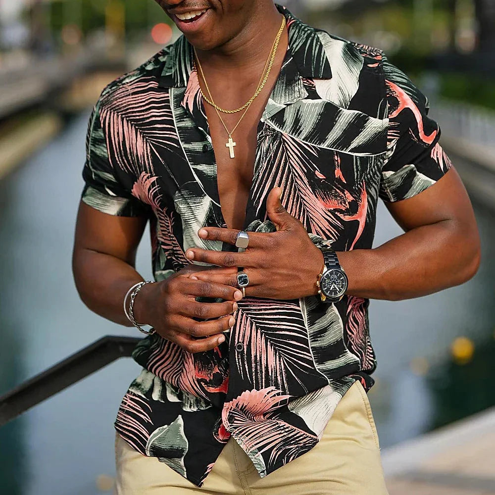 2024 Summer Hawaiian Men's Casual Printed Shirts Street Fashion Short Sleeves Flip Collar Button Comfortable Fabric Clothing