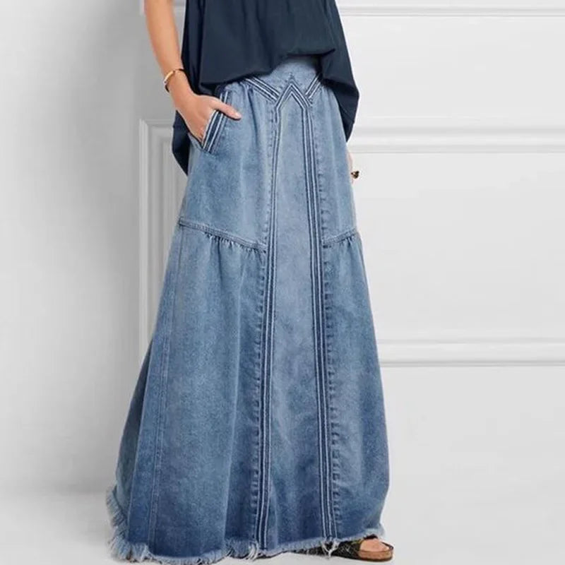 High-Waisted Long Dress Women's Autumn/Winter European And American Cross-Border Style Denima Material Simple Versatile Skirt