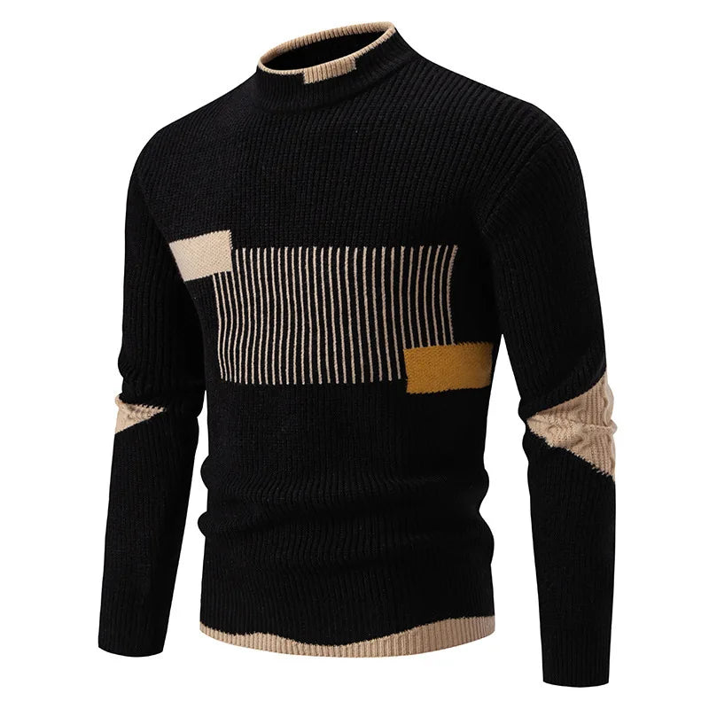 2025 Men's Color-coded Casual Trendy Slim Simple Basic Casual Trendy Knitted Sweater Pullovers Male Clothes Autumn Winter Tops