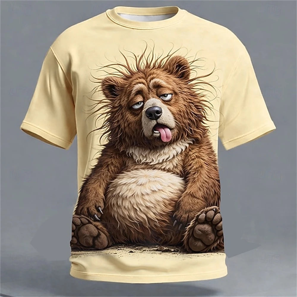 Cartoon Animal 3D Print Men's T-Shirts Funny Dog Pattern Street Short Sleeve Tee Summer Casual O-neck Loose Top Fashion Clothing