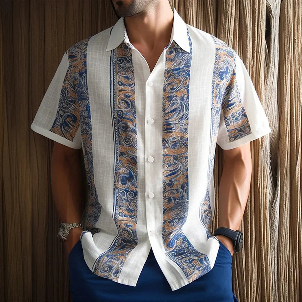 2024 Summer Hawaiian Men's Casual Printed Shirts Street Fashion Short Sleeves Flip Collar Button Comfortable Fabric Clothing