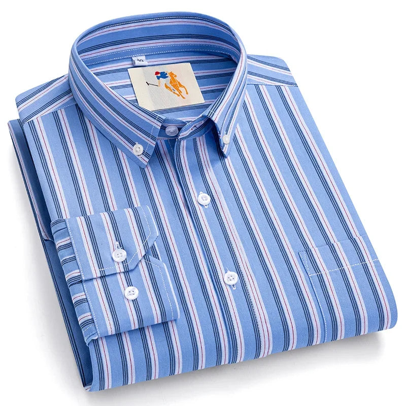 New in Shirt over 9XL 100%Cotton Long-Sleeve Shirts for Men Slim Fit Casual Plain Shirt Soft Striped Thin Korean Popular Clothes