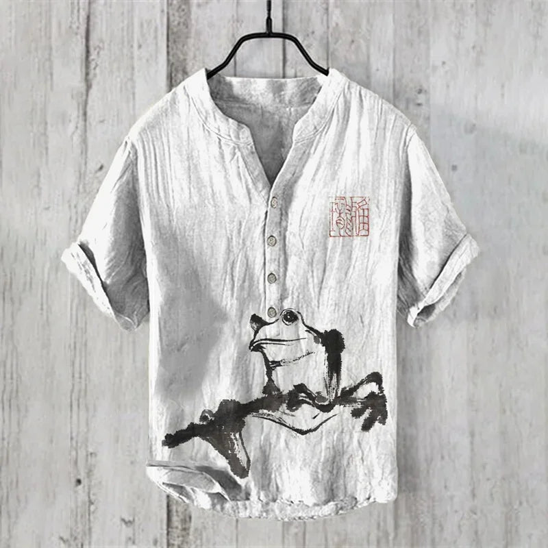 Men's Casual Short-Sleeved Printed Vacation Clothing Plus Size Men's 2026 Summer New Top Short-Sleeved Shirt