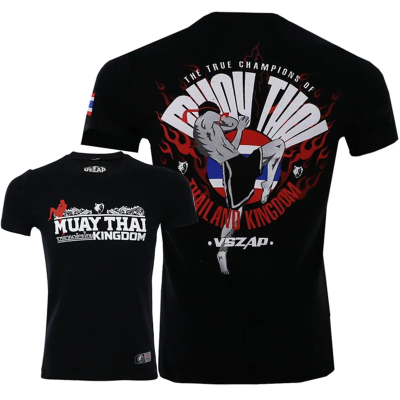 Men's T Shirts Outdoor Muay Thai Workout Clothing Fashion Quick Dry Breathable Gym T-shirt Man Casual O-neck Short Sleeve Tops