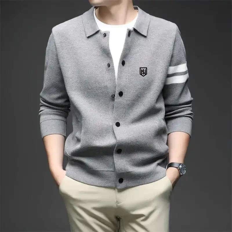 Men's golf knitted cardigan, stand-up collar, autumn men's sweater, all-rounder, business golf jacket, brand golf clothing