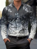 High Quality Men's Leopard Print Button Up Shirt Baroque Chain Anchor Long Sleeved Party Casual Lapel Long Sleeved