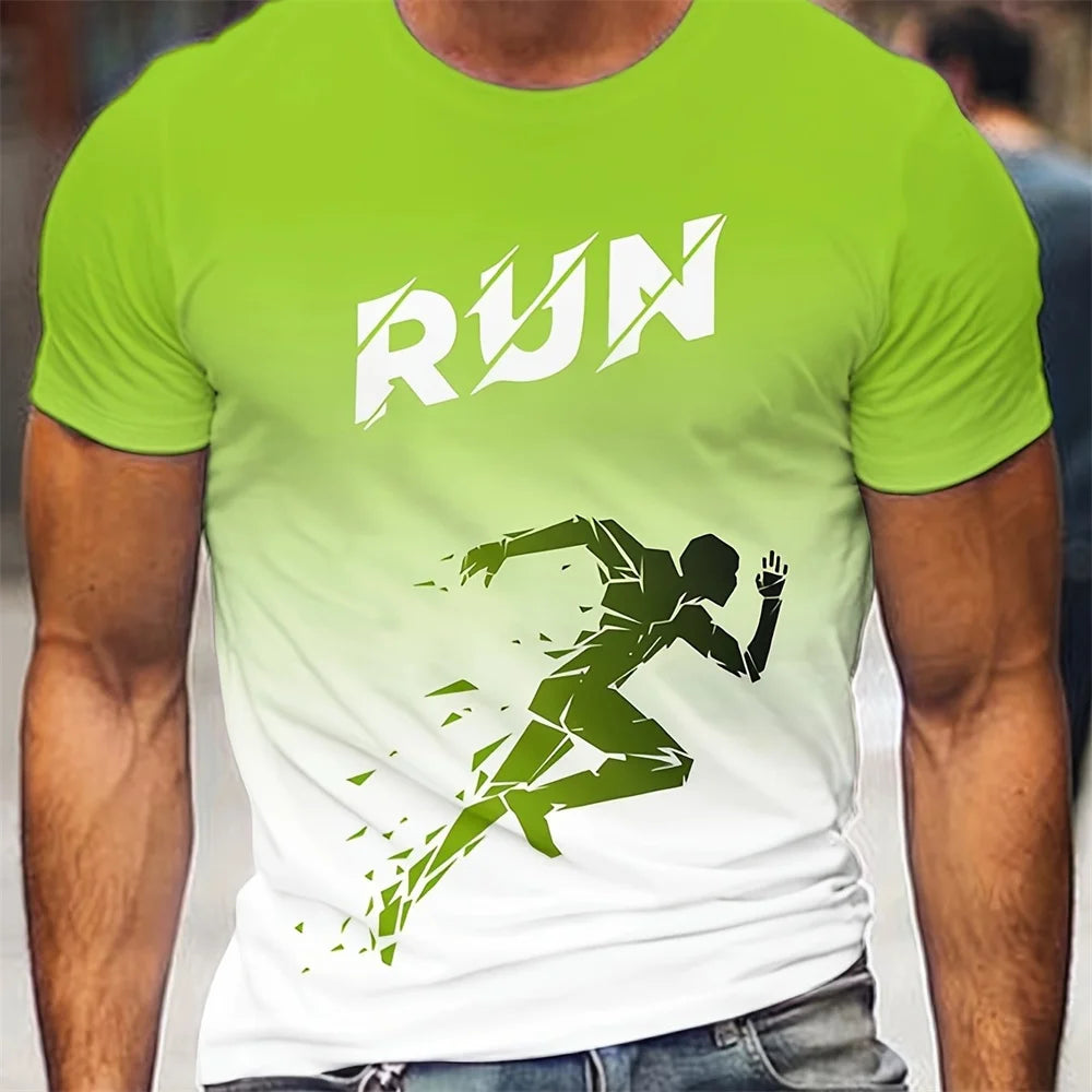 Outdoor Running Sports Men's T-Shirt Summer Comfortable Breathable Short Sleeve Tee Casual O-neck Loose Top Fashion Men Clothing