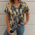Women's T-shirt Summer V-neck Short Sleeve Tops Graphic Print Outdoor T-shirt Female Casual Oversized Clothing Streetshirts