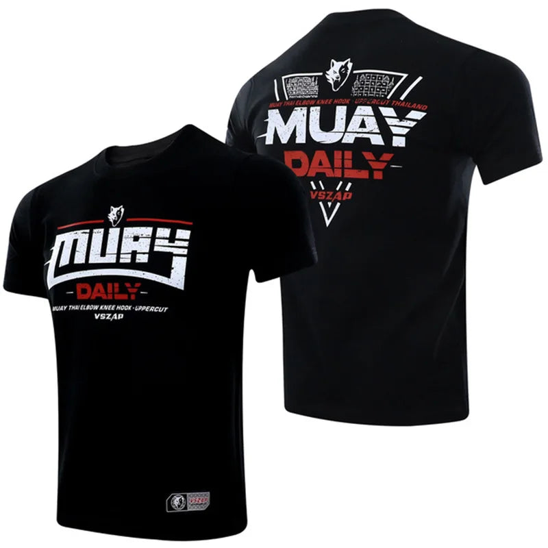 Men's T Shirts Outdoor Muay Thai Workout Clothing Fashion Quick Dry Breathable Gym T-shirt Man Casual O-neck Short Sleeve Tops
