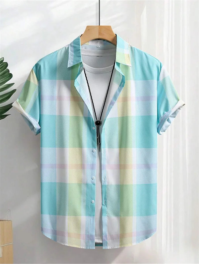 2025 Hawaiian men's short sleeved shirt casual slim fashion shirt luxurious black social retro fun clothing