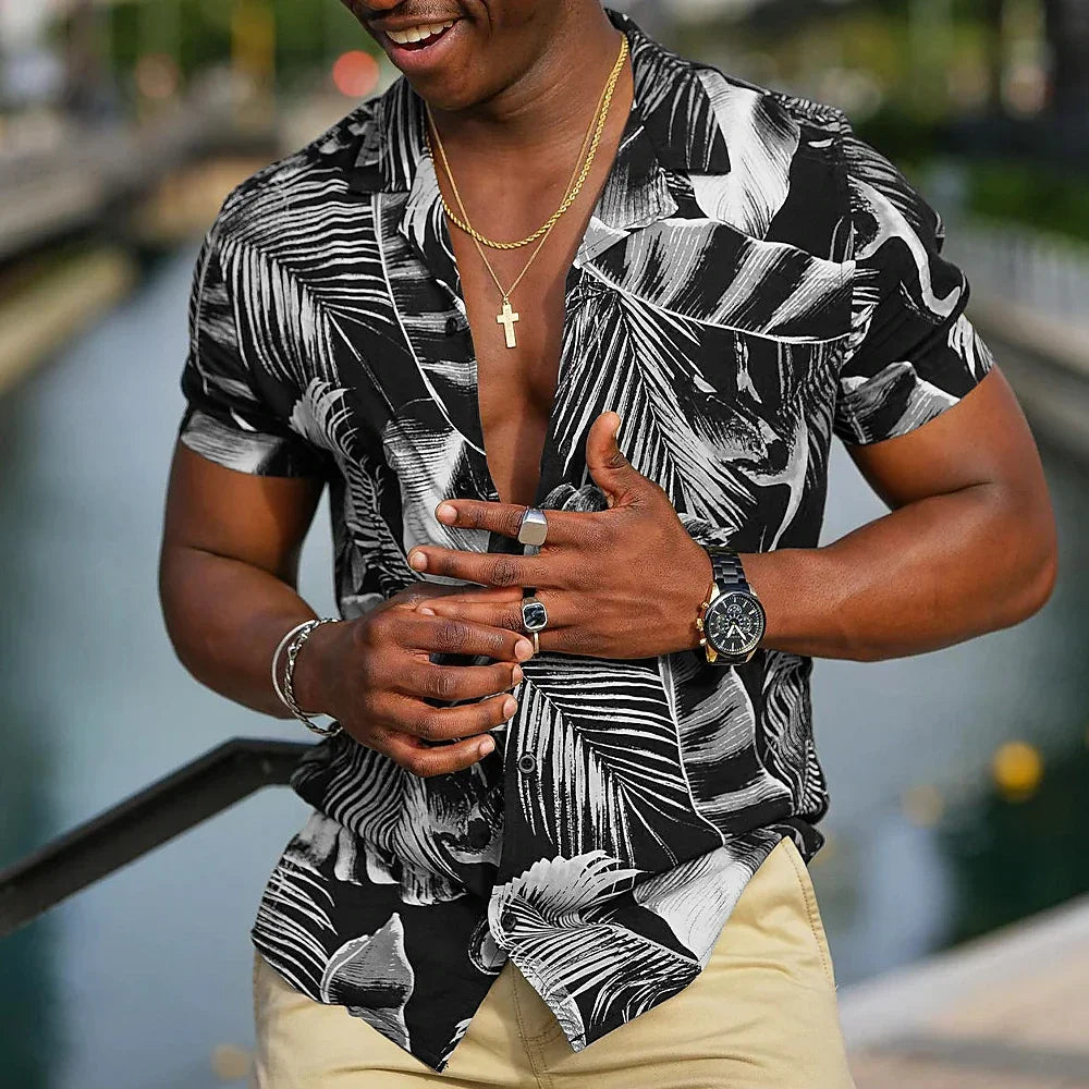 2024 Summer Hawaiian Men's Casual Printed Shirts Street Fashion Short Sleeves Flip Collar Button Comfortable Fabric Clothing