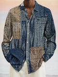 Men's Geometric Color Block Shirt Button Up Shirt Long Sleeve Fashion Casual Vacation Turndown 3D Print Polyster Shirts