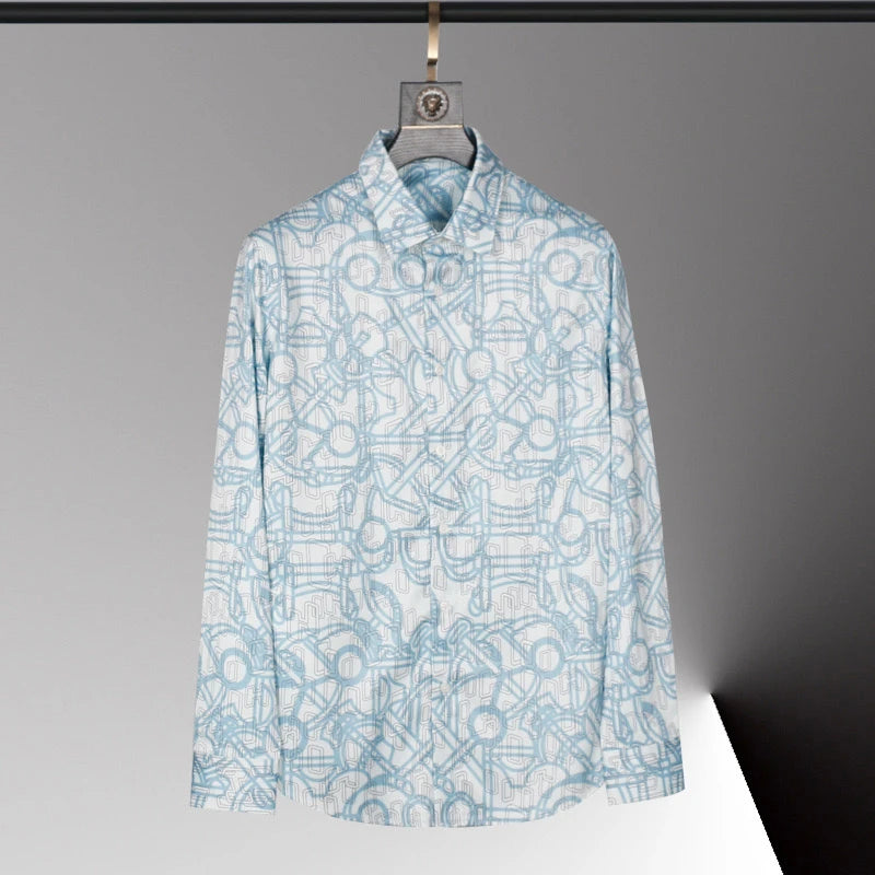2025 new men's shirt 3D printed men's shirt casual long-sleeved lapel fashion design loose top large size xs-6xl soft fabric