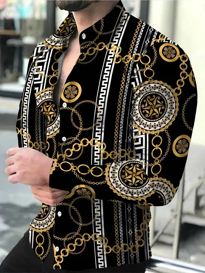 2025 Men's Long Sleeve Shirt Casual Lapel Summer 3D Printed Button Shirt New Style Men's Fashion Unisex Tops