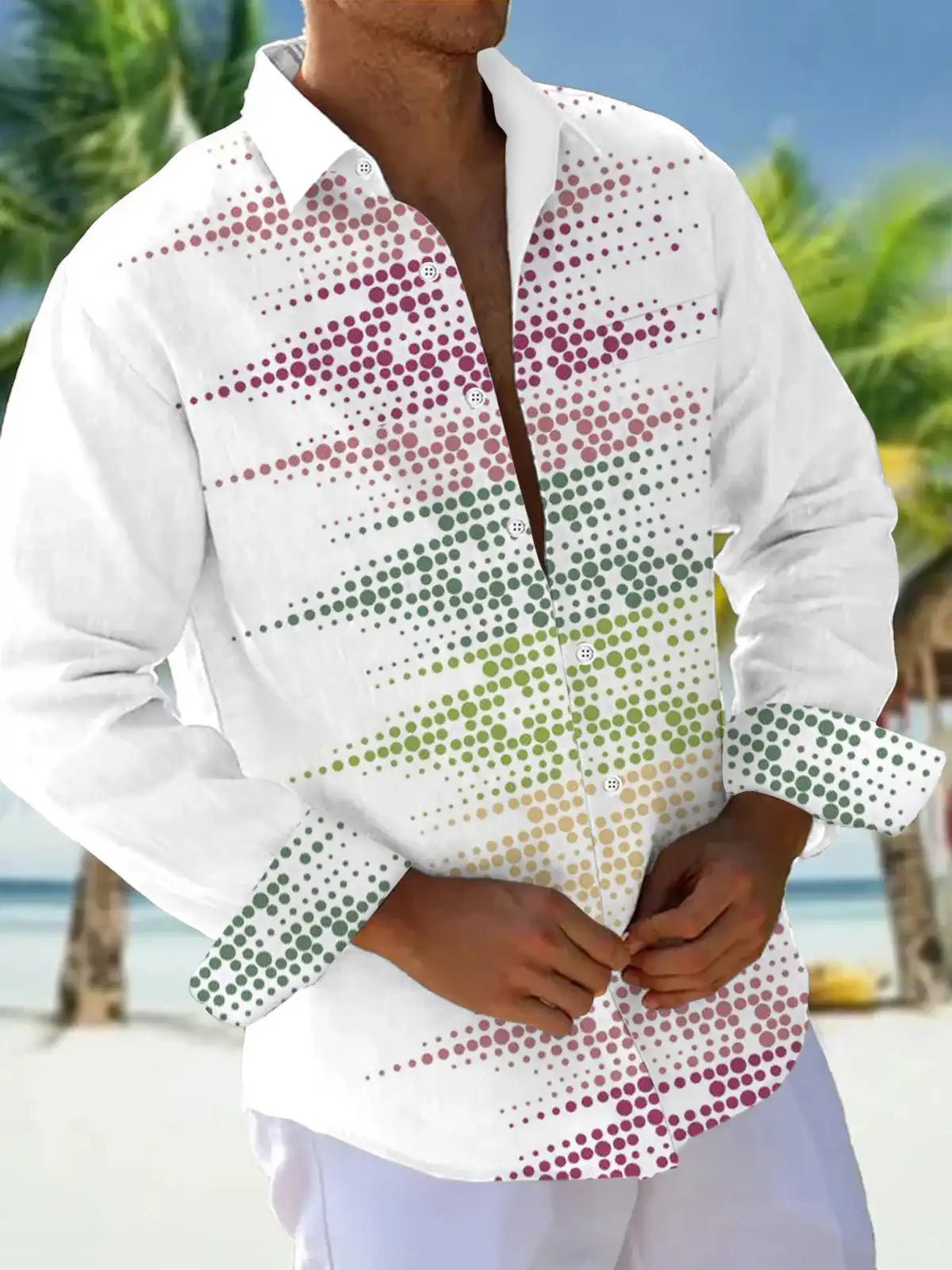 Men's shirts, button down shirts, casual shirts, spring and summer, printed long sleeves, daily, fashionable, comfortable