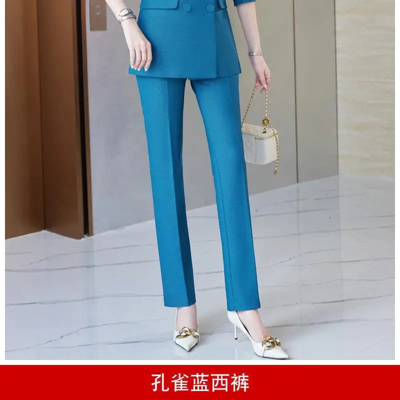 Double-Breasted Suit Jacket Women's Professional Set Autumn Winter British Style Fashionable Korean Version Formal Wear