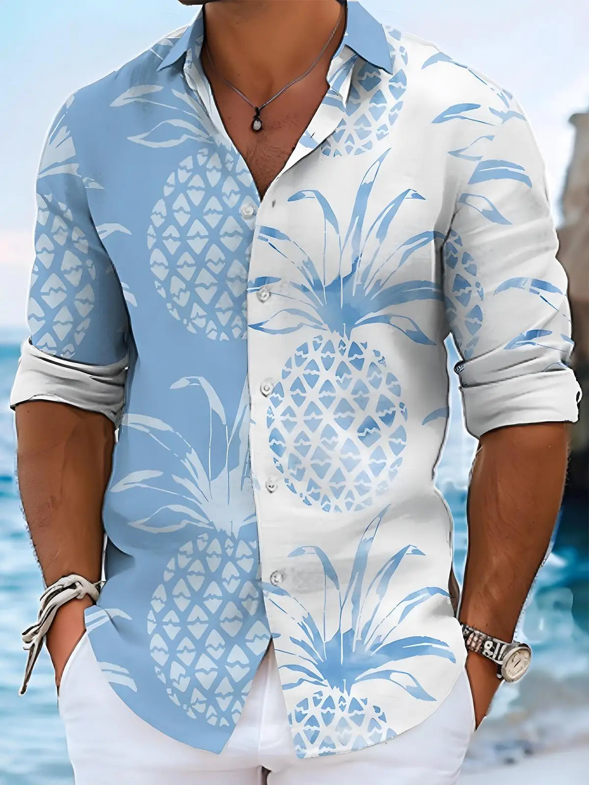 Men's shirts, button down shirts, casual shirts, spring and summer, printed long sleeves, daily, fashionable, comfortable