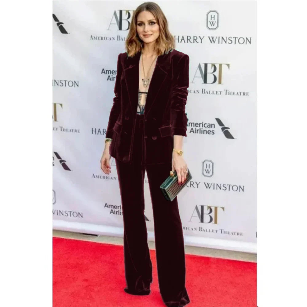 2024  Women's Suit Velvet 2-Piece Set (Jacket + Pants) Fashionable  Suit Women's Suit Elegant Slim Business