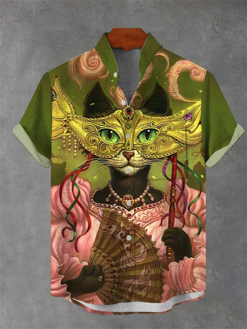 2025 Fashion Carnival 3D Printing Men's Shirt Men's Short Sleeve Shirt Casual Shirt Holiday Top