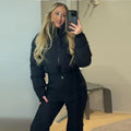 Fashion Women's Jumpsuit Stand Collar Full Sleeve Slim Solid Female Set 2026 Sping Winter Chic Casual Thick Cozy Lady Ski Suit