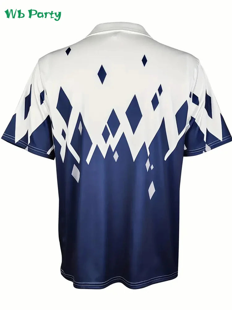 Geometric Print Men's Clothing Designs T-shirts for Men Lapel Short Sleeve Tee Polo T shirt Man Simple Men's Clothing 2024 Tops
