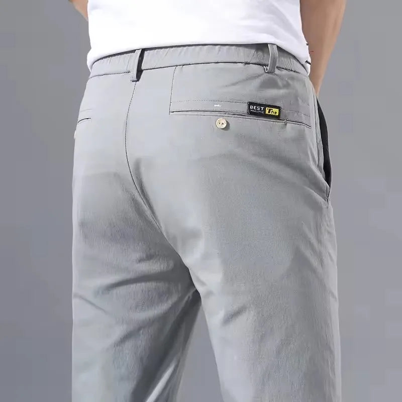 2025 Spring Autumn Thin Slim Men Casual Pants Classic Business Cotton Stretch Golf Trousers Korean Fashion Male Clothing Pants