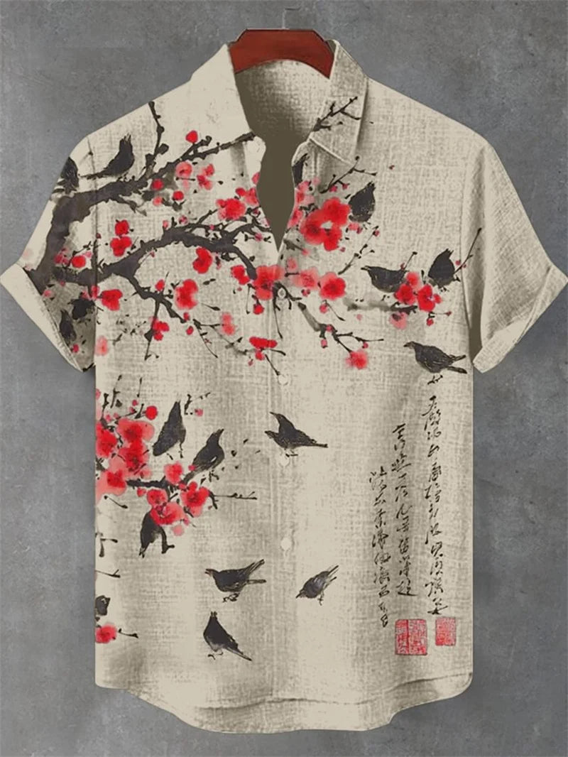 Men's Linen Short Sleeve Shirt Comfortable Breathable Short Sleeve Shirt Design Men's Hawaiian Summer Shirt Top