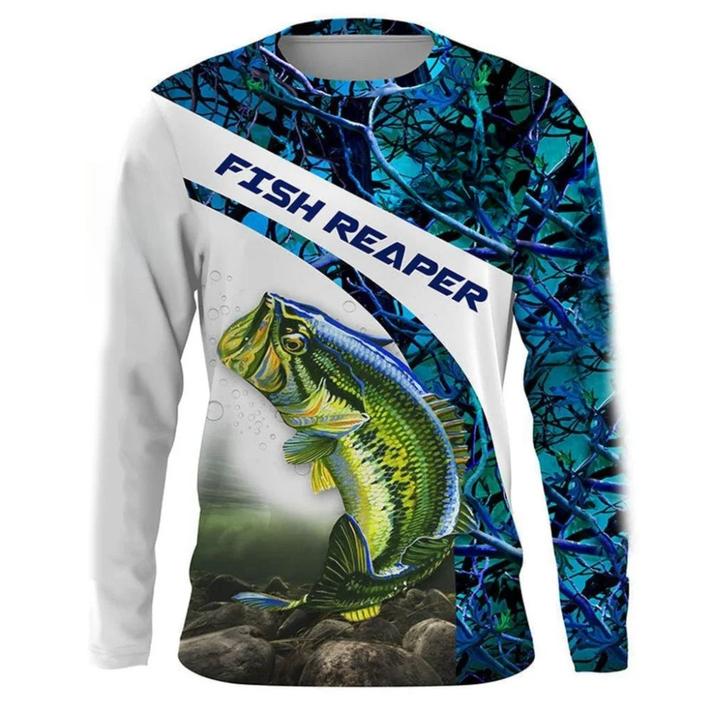 Fishing Shirts Men's T-Shirts Long Sleeve Mens Clothes Autumn Streetwear Crew Neck Pullovers Mens T Shirt Casual Men Clothing