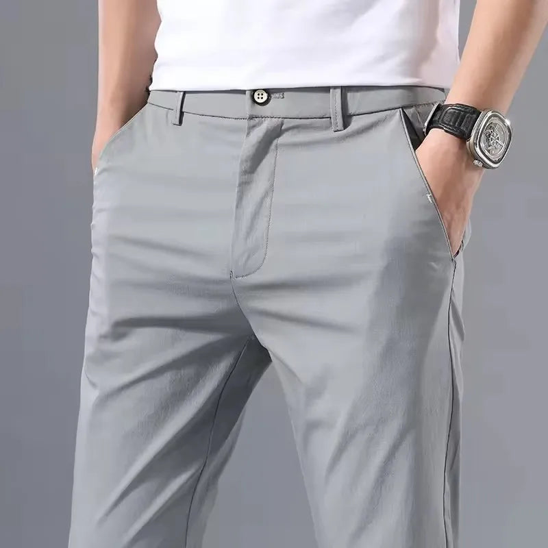 2025 Spring Autumn Thin Slim Men Casual Pants Classic Business Cotton Stretch Golf Trousers Korean Fashion Male Clothing Pants